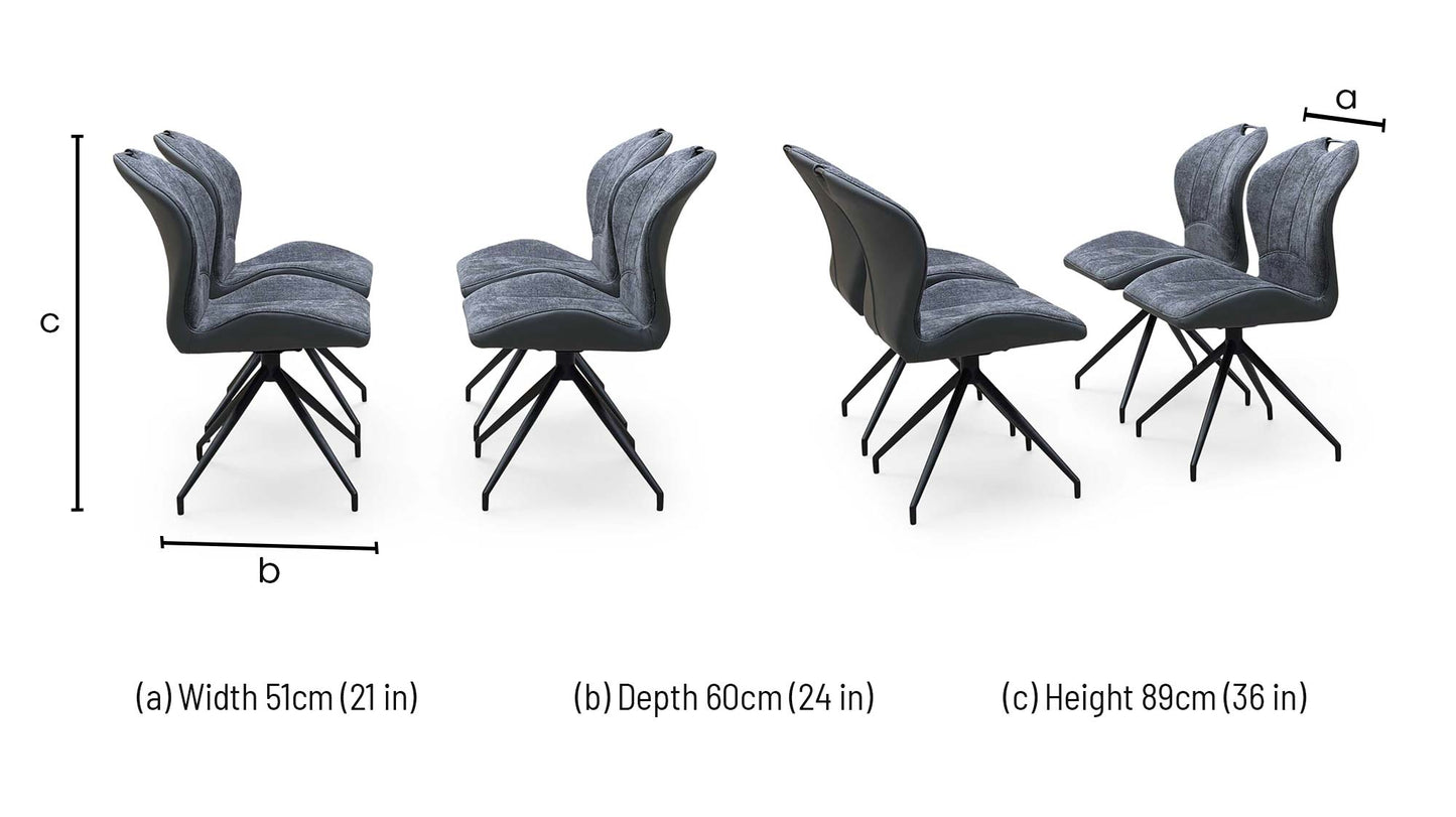 ‘Julio’ G6 Anthracite Grey Faux Leather Set of 4 Swivel Dining Chairs