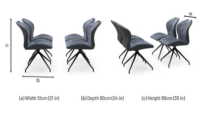 ‘Julio’ G6 Anthracite Grey Faux Leather Set of 4 Swivel Dining Chairs