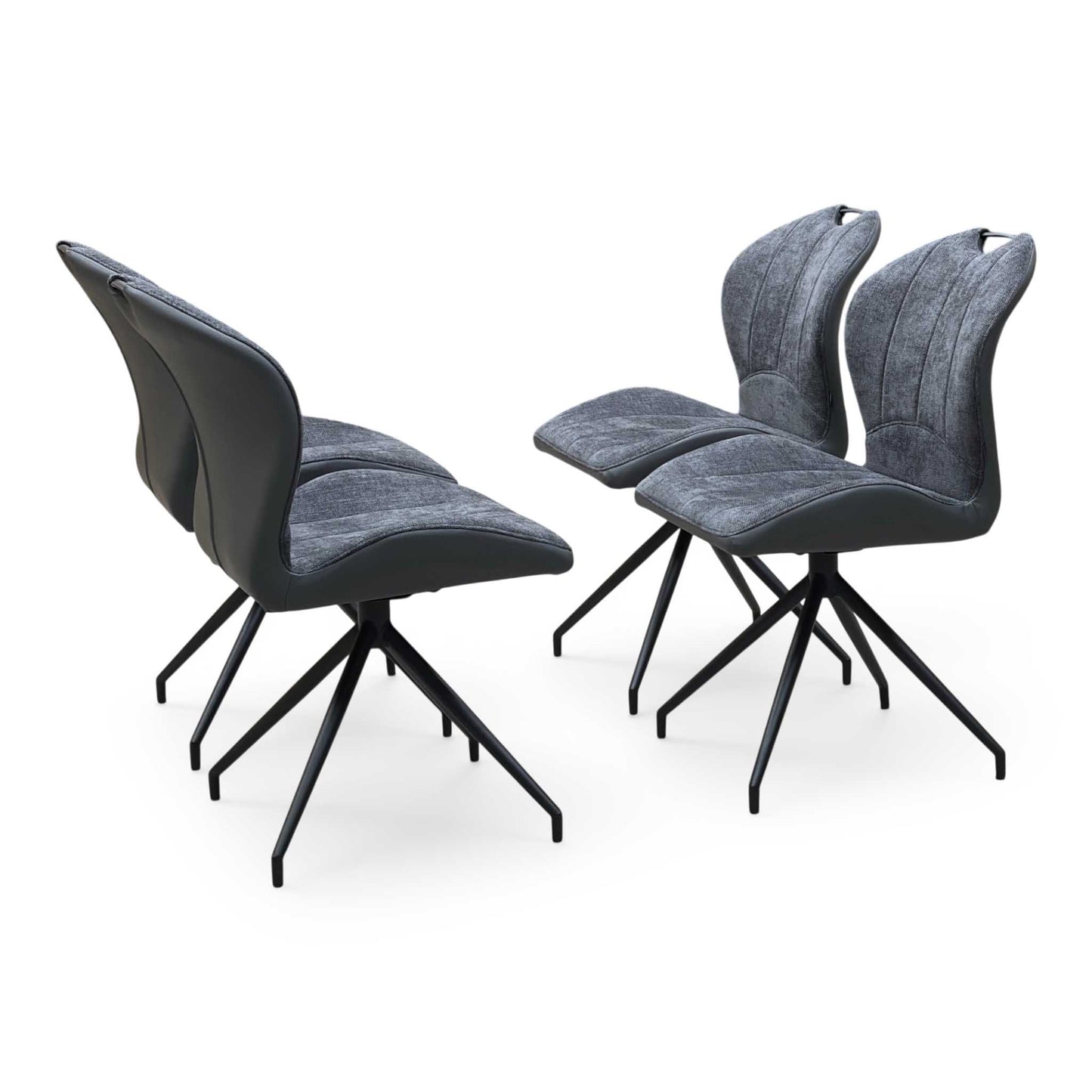 ‘Julio’ G6 Anthracite Grey Faux Leather Set of 4 Swivel Dining Chairs