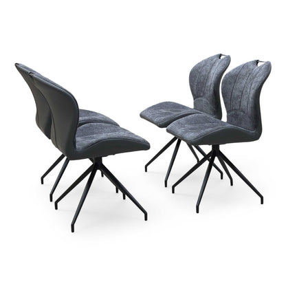 ‘Julio’ G6 Anthracite Grey Faux Leather Set of 4 Swivel Dining Chairs