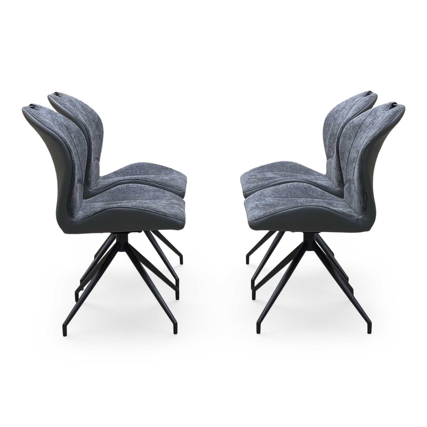 ‘Julio’ G6 Anthracite Grey Faux Leather Set of 4 Swivel Dining Chairs