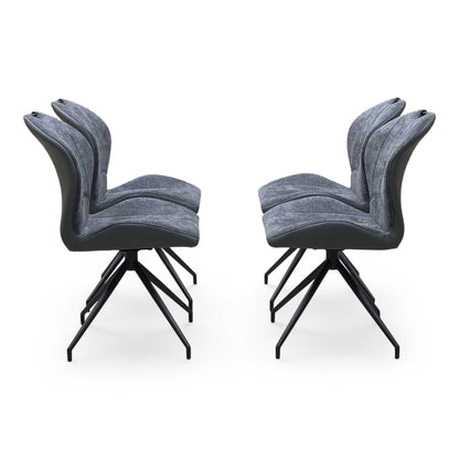 ‘Julio’ G6 Anthracite Grey Faux Leather Set of 4 Swivel Dining Chairs