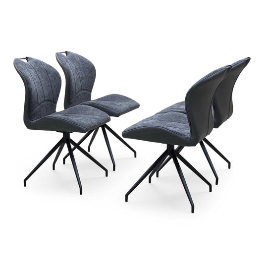 ‘Julio’ G6 Anthracite Grey Faux Leather Set of 4 Swivel Dining Chairs
