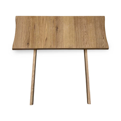 Full  View ‘Earth’ contemporary 35cm extending dining table leaf, showcasing a beautifully crafted solid oak top with a natural, organic live edge profile.