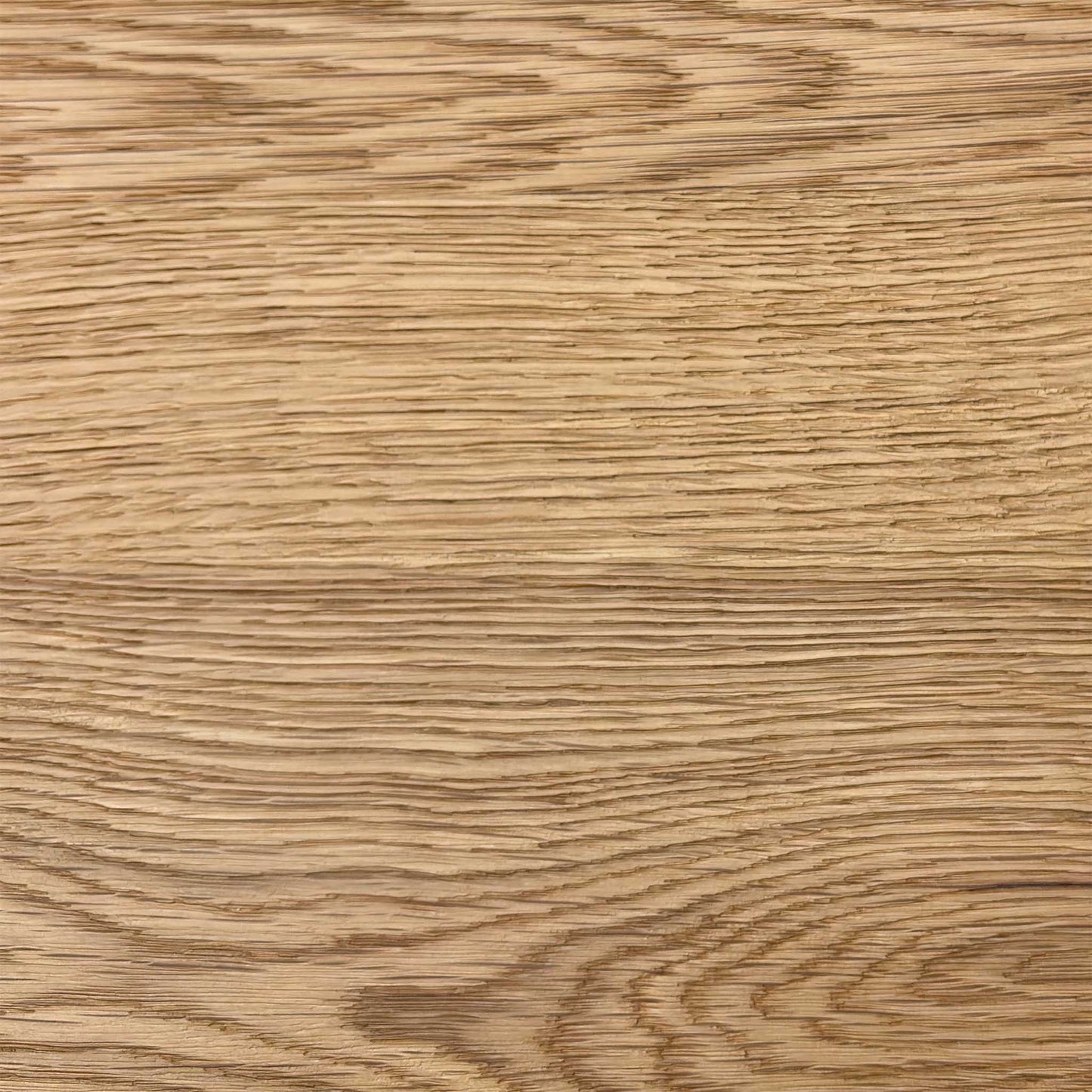 High-definition close-up macro view of the solid oak surface, detailing the rich natural wood grain characteristics, unique organic knots, and smooth protective coating.