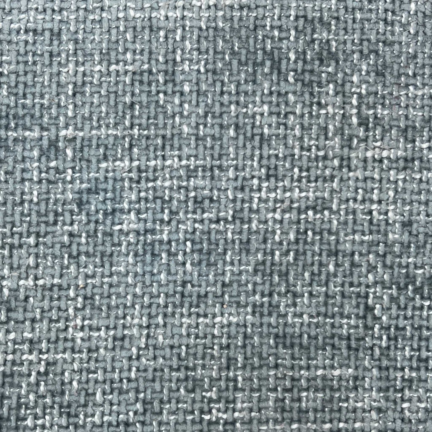 High-definition close-up macro view of the Duck Egg Blue upholstery fabric, detailing the premium woven textile texture, durable thread density, and serene multi-tonal pale blue-grey color depth.