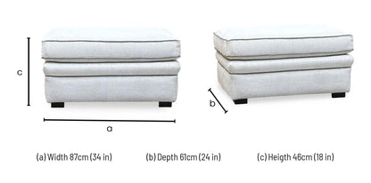 Duresta ‘Waldorf’ Ivory White Fabric with Grey Piping Footstool