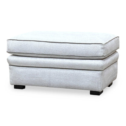 Duresta ‘Waldorf’ Ivory White Fabric with Grey Piping Footstool