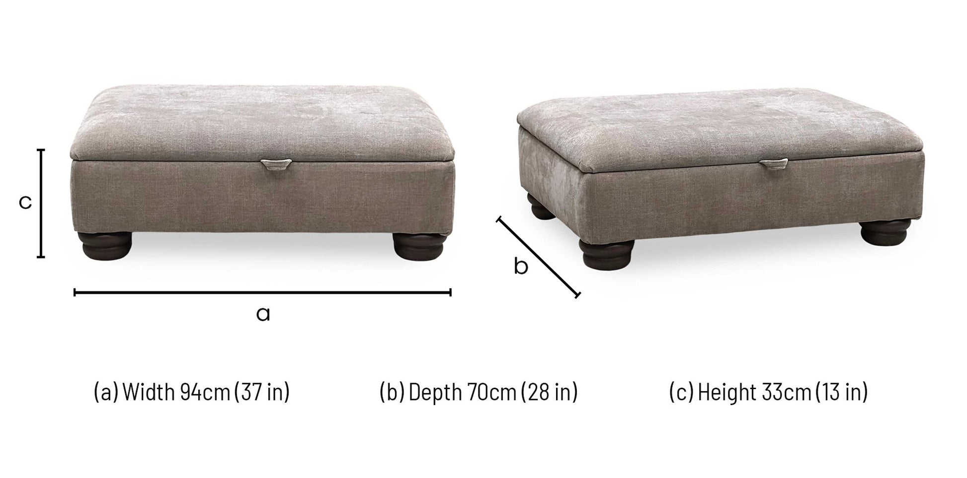 ‘Brianna’ Taupe Fabric Storage Footstool Furniture Village