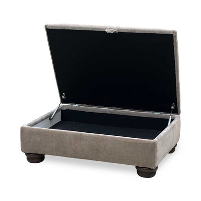 ‘Brianna’ Taupe Fabric Storage Footstool Furniture Village