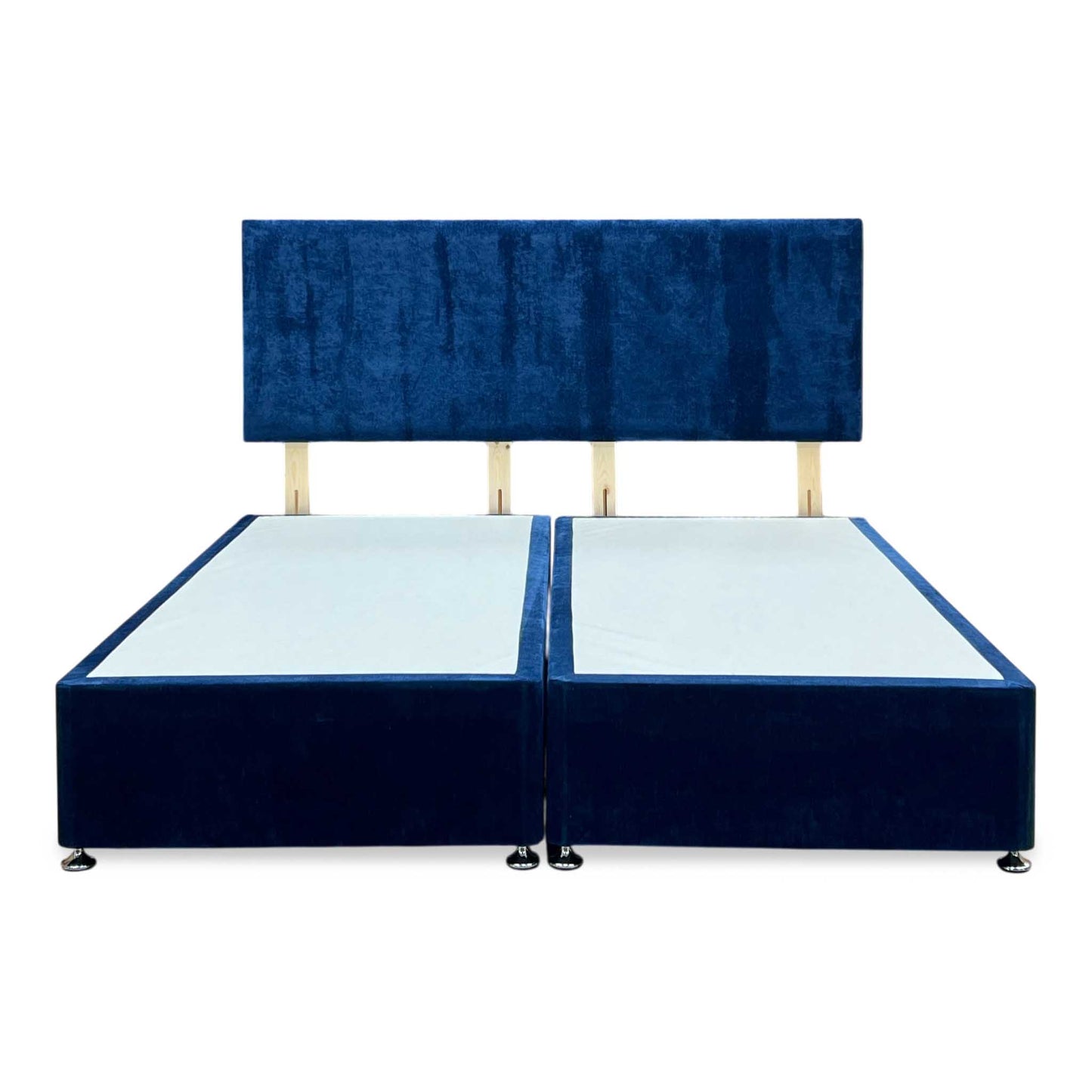 ‘Dahl’ Sapphire Blue Fabric Headboard + Divan Base - Super King Furniture Village