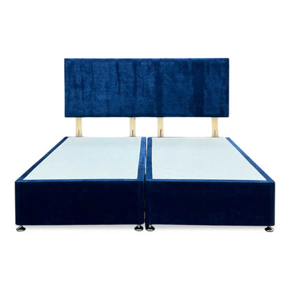 ‘Dahl’ Sapphire Blue Fabric Headboard + Divan Base - Super King Furniture Village