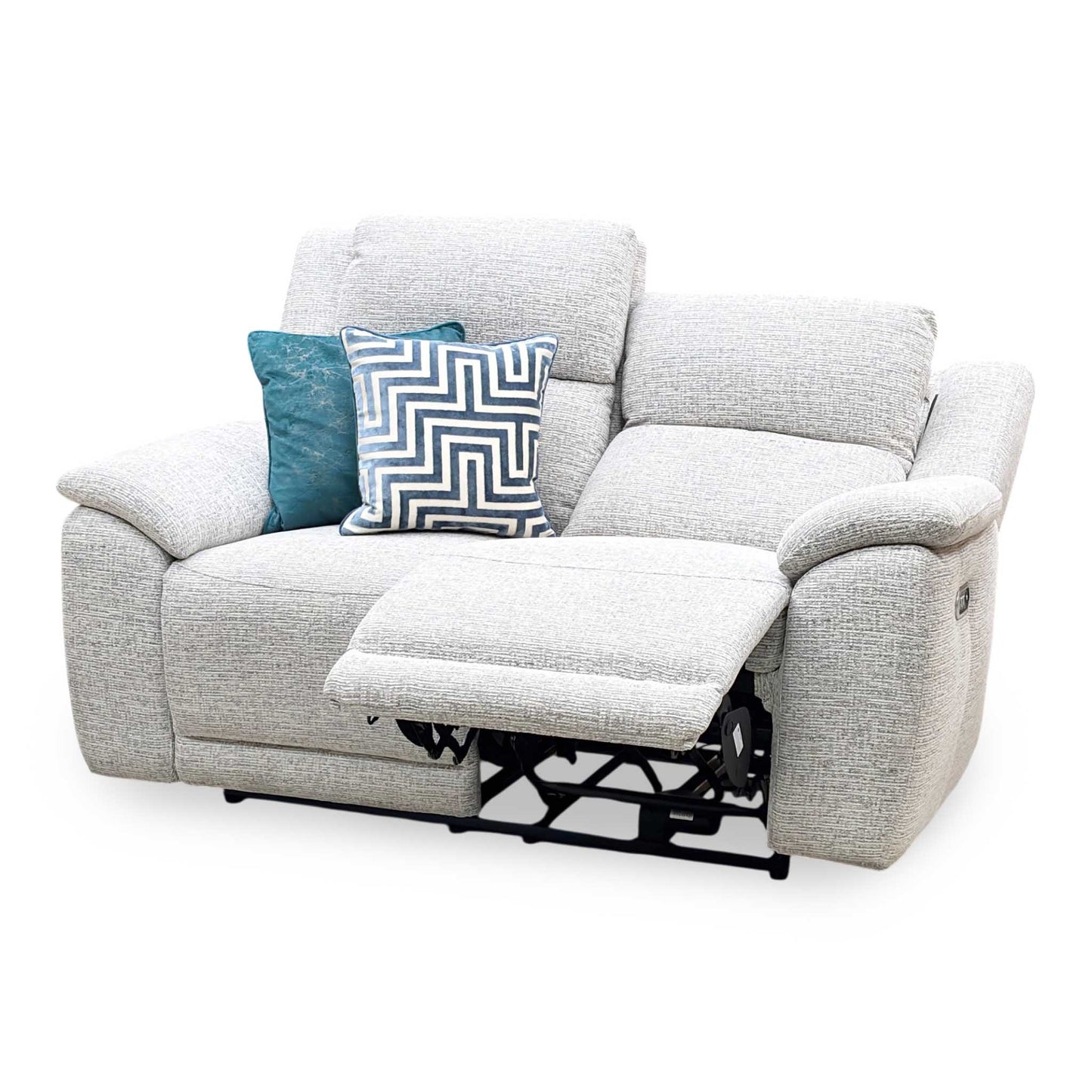 ‘Utah’ Stone Grey We-0102 Fabric 2 Seater Power Recliner Sofa with Power Headrests, Power Lumbar and Heated Seats