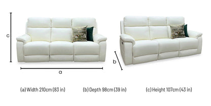 ‘Raven’ Oslo Cotton White Cat-40_13 Leather 3 Seater Power Recliner Sofa