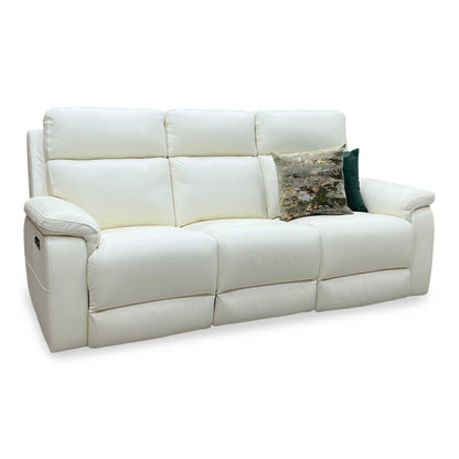 ‘Raven’ Oslo Cotton White Cat-40_13 Leather 3 Seater Power Recliner Sofa