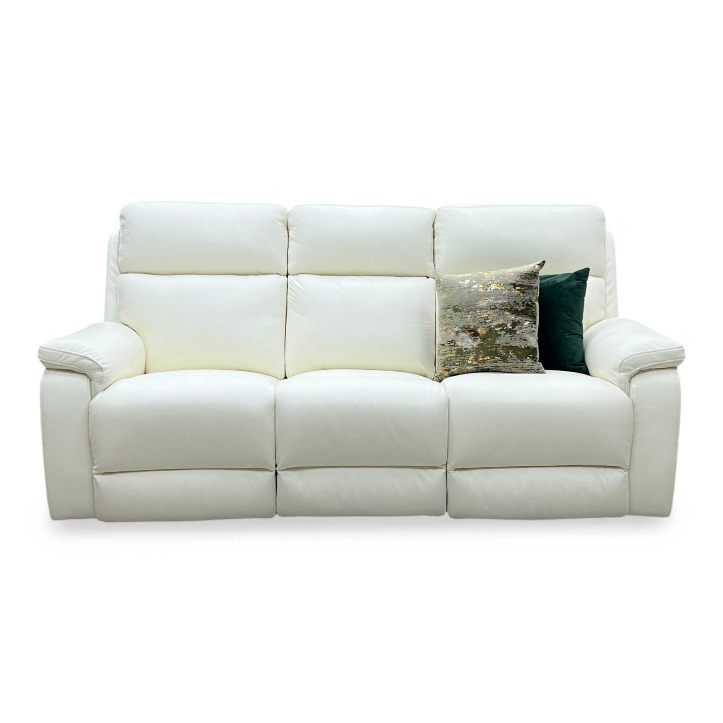 ‘Raven’ Oslo Cotton White Cat-40_13 Leather 3 Seater Power Recliner Sofa