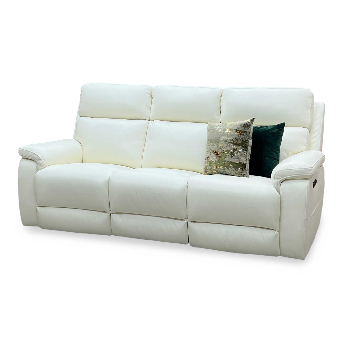 ‘Raven’ Oslo Cotton White Cat-40_13 Leather 3 Seater Power Recliner Sofa