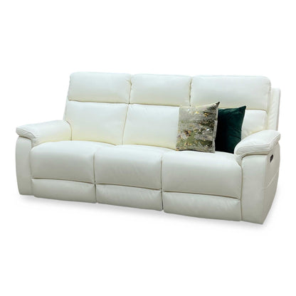 ‘Raven’ Oslo Cotton White Cat-40_13 Leather 3 Seater Power Recliner Sofa