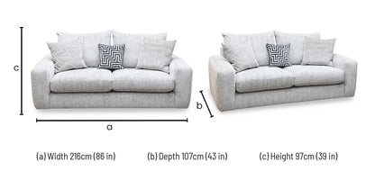 ‘Pandora’ Chevron Silver Fabric 3 Seater Sofa
