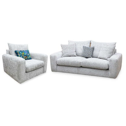 ‘Pandora’ Chevron Silver Fabric 3 Seater + Chair Sofa Set Furniture Village