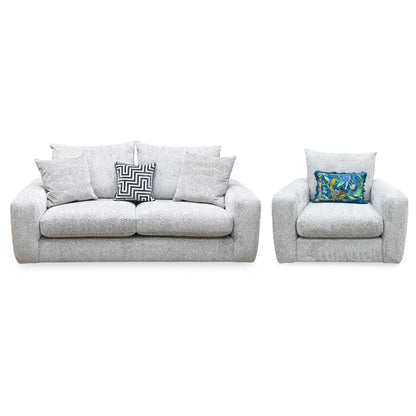 ‘Pandora’ Chevron Silver Fabric 3 Seater + Chair Sofa Set Furniture Village