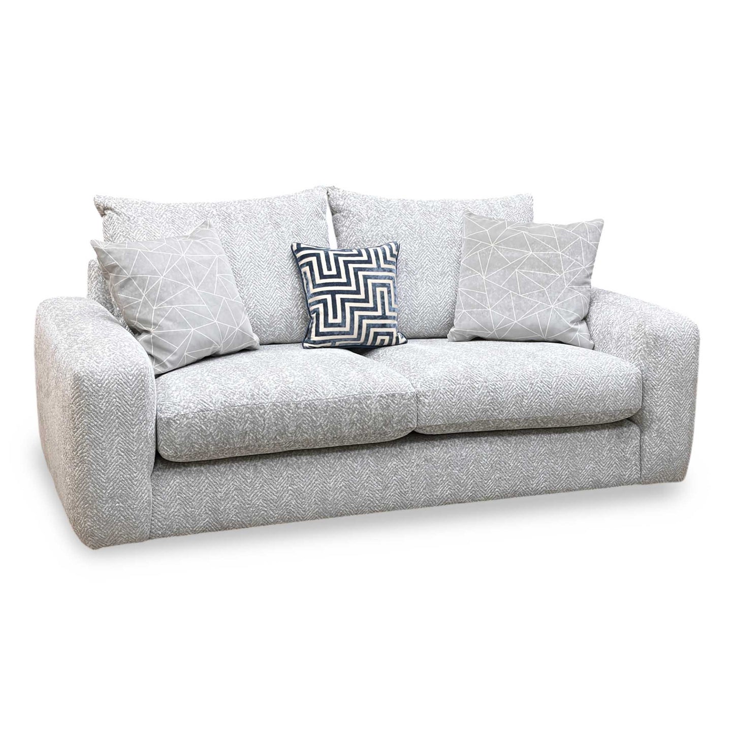 ‘Pandora’ Chevron Silver Fabric 3 Seater Sofa