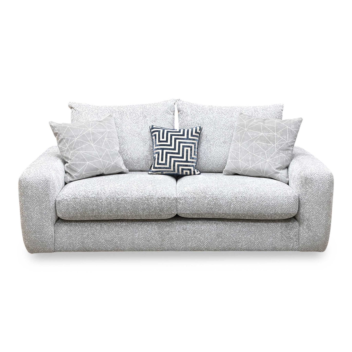 ‘Pandora’ Chevron Silver Fabric 3 Seater Sofa
