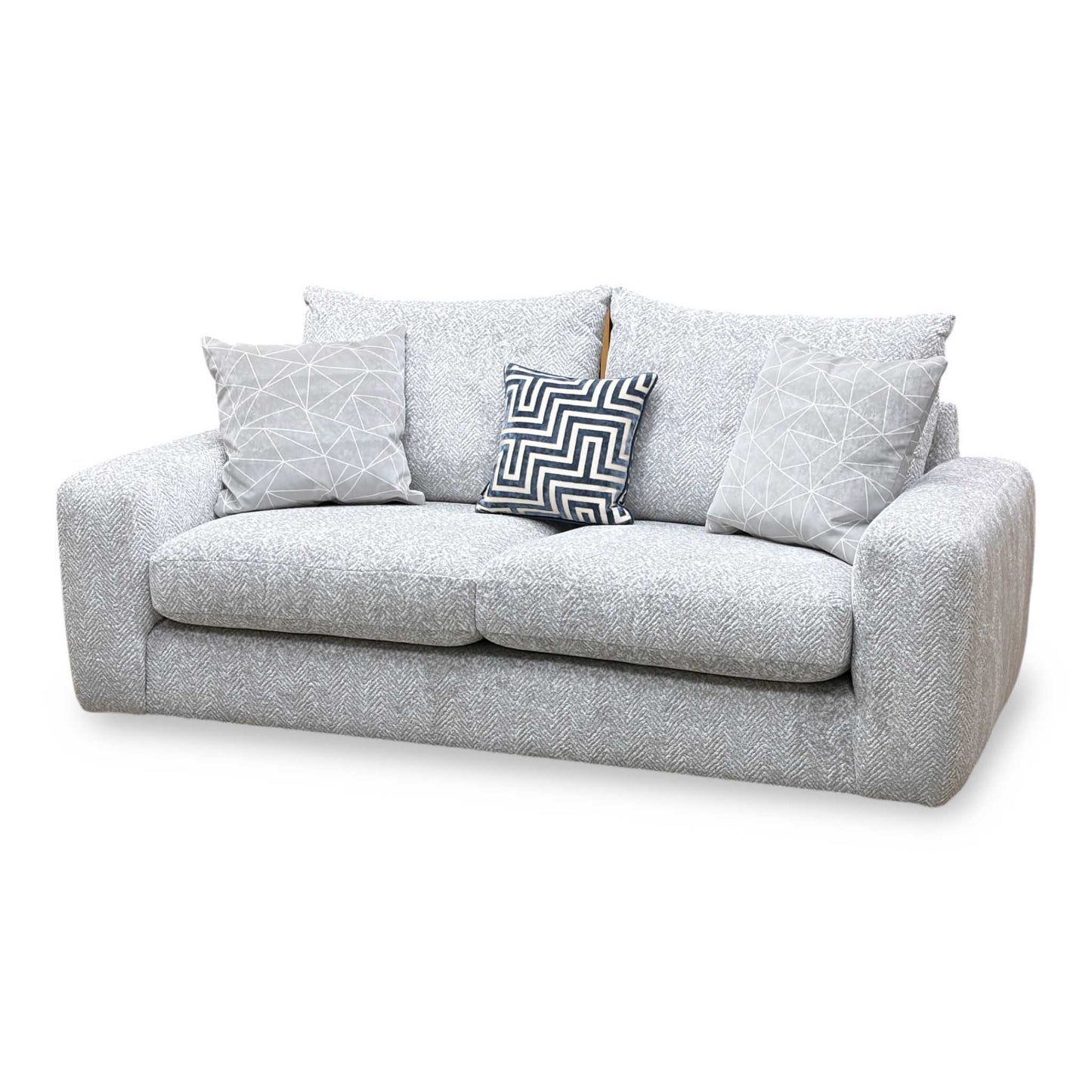 ‘Pandora’ Chevron Silver Fabric 3 Seater Sofa