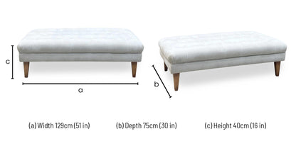 ‘Palace’ Oasis Silver Fabric Large Bench Footstool