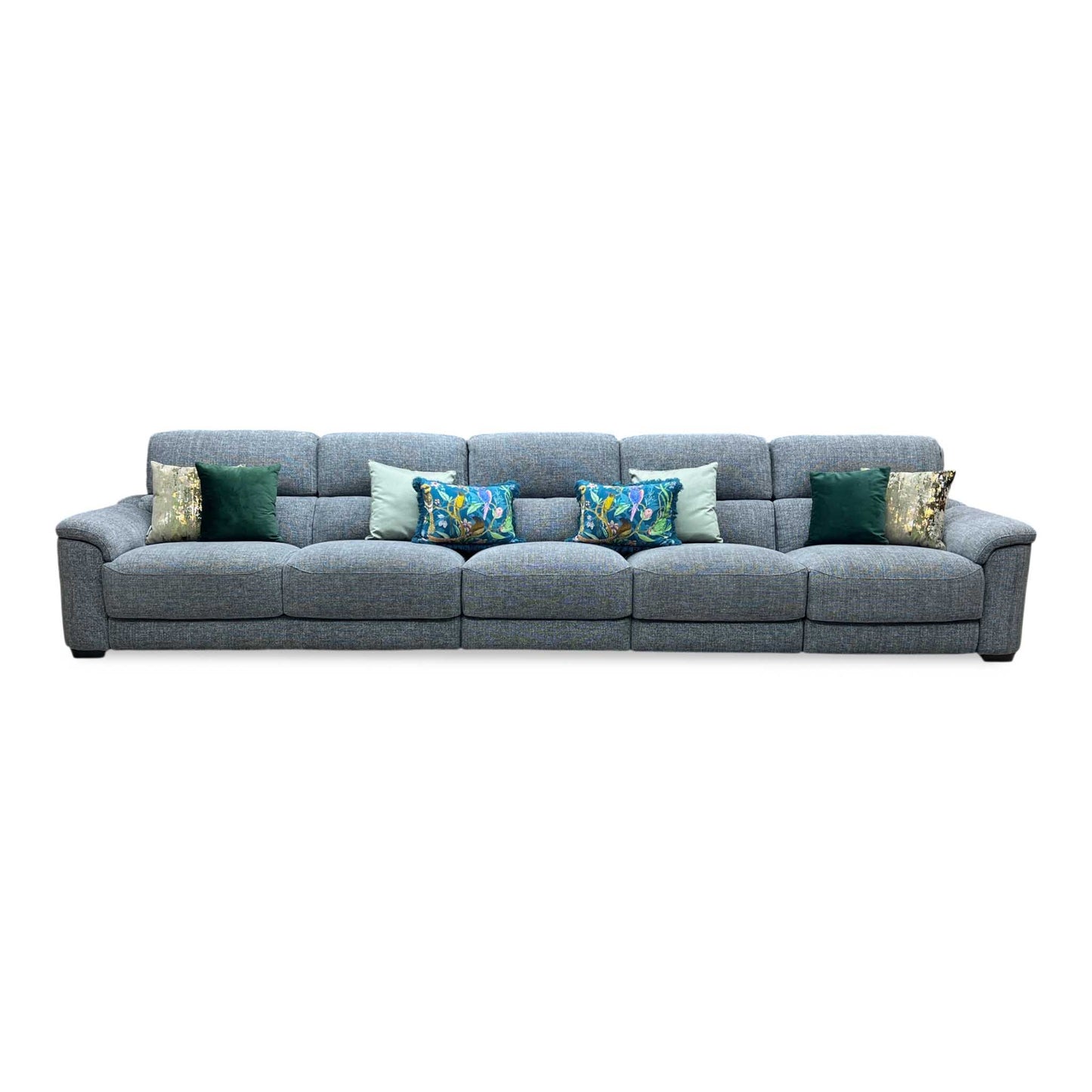 ‘Nova’ Fab-Cac-R450 Gun Metal Grey Fabric XL 5 Seater Power Recliner Sofa with Power Headrest