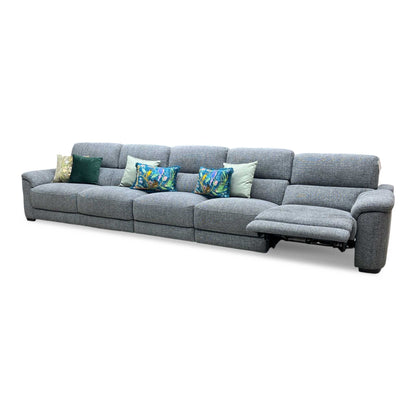 ‘Nova’ Fab-Cac-R450 Gun Metal Grey Fabric XL 5 Seater Power Recliner Sofa with Power Headrest