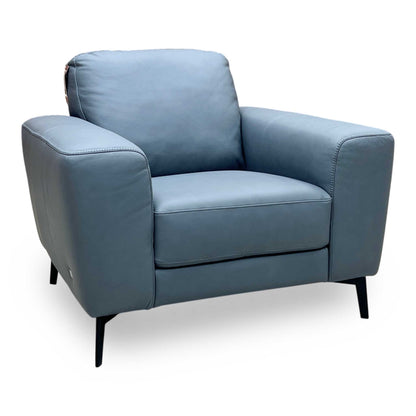 ‘Bocelli’ Tatto Grey 4370 Leather 2 Seater + Leather Chair Set with Footstool