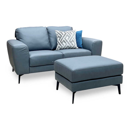 ‘Bocelli’ Tatto Grey 4370 Leather 2 Seater Sofa + Footstool