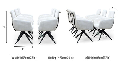 ‘Jason’ White Corduroy Fabric Swivel Dining Chair - Set Of 6