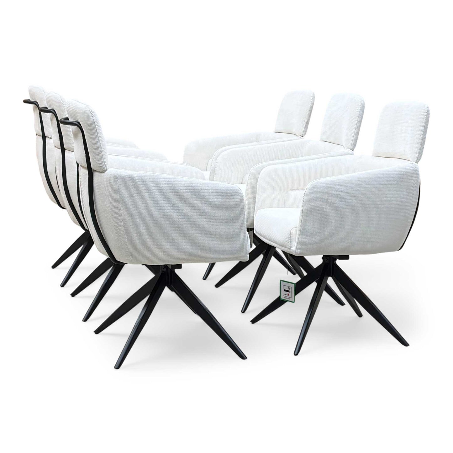 ‘Jason’ White Corduroy Fabric Swivel Dining Chair - Set Of 6