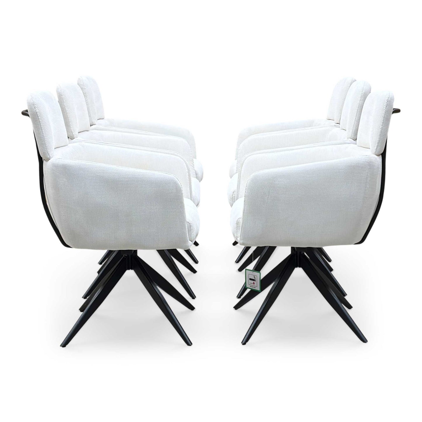 ‘Jason’ White Corduroy Fabric Swivel Dining Chair - Set Of 6