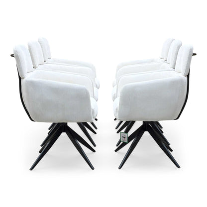 ‘Jason’ White Corduroy Fabric Swivel Dining Chair - Set Of 6