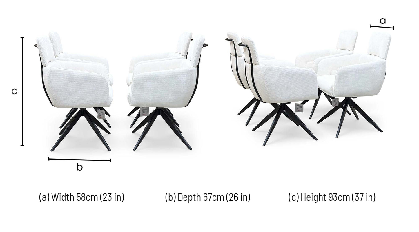'Jason’ White Corduroy Fabric Swivel Dining Chair - Set Of 4