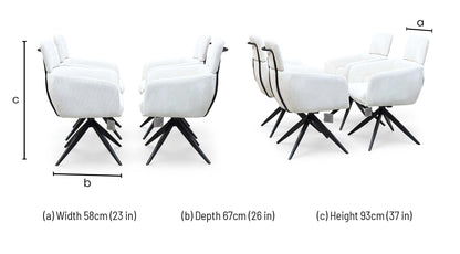 'Jason’ White Corduroy Fabric Swivel Dining Chair - Set Of 4