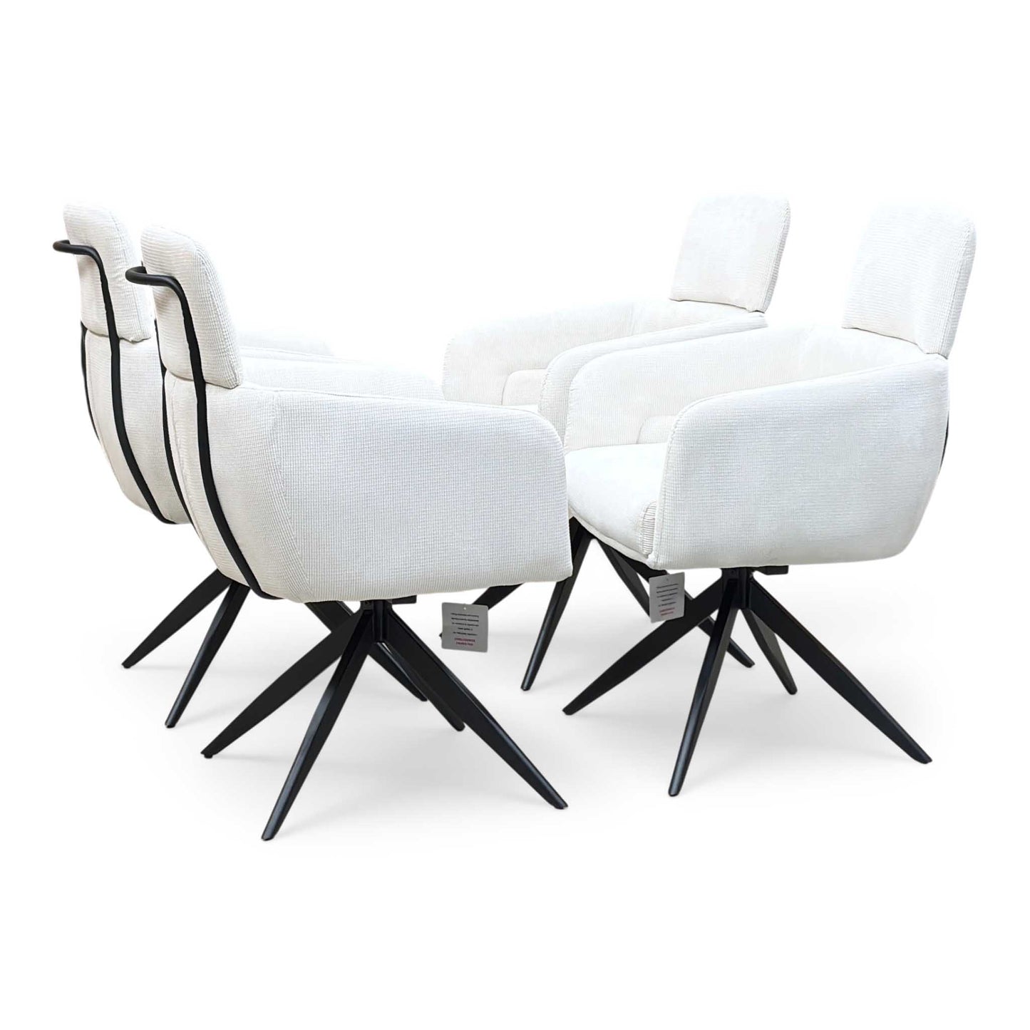 'Jason’ White Corduroy Fabric Swivel Dining Chair - Set Of 4