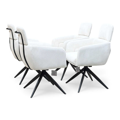 'Jason’ White Corduroy Fabric Swivel Dining Chair - Set Of 4