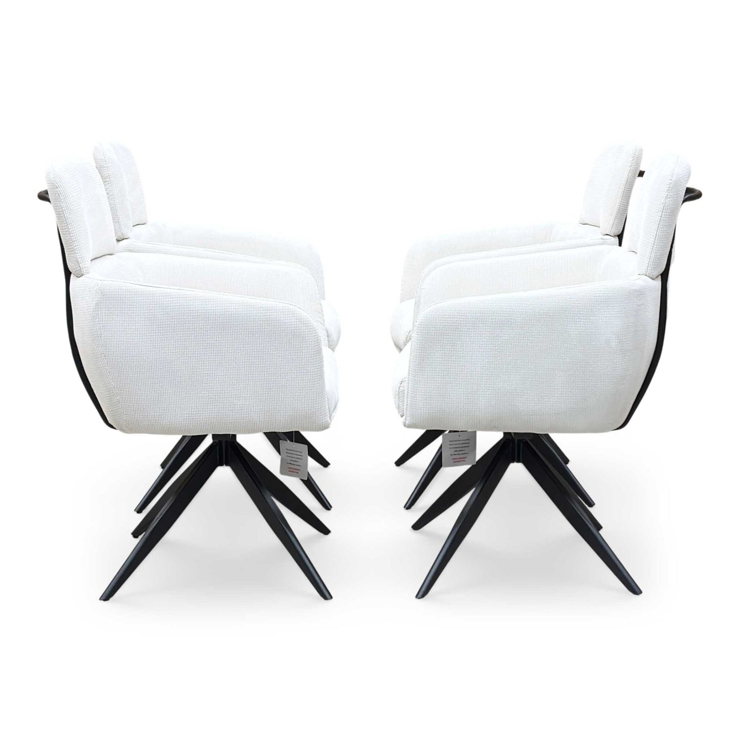 'Jason’ White Corduroy Fabric Swivel Dining Chair - Set Of 4