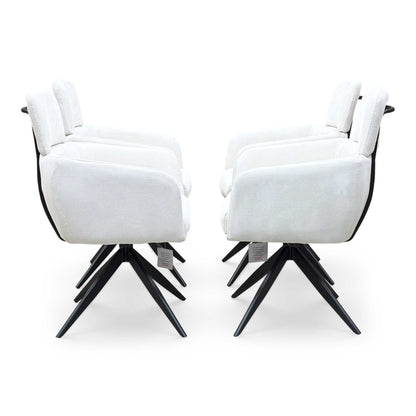 'Jason’ White Corduroy Fabric Swivel Dining Chair - Set Of 4