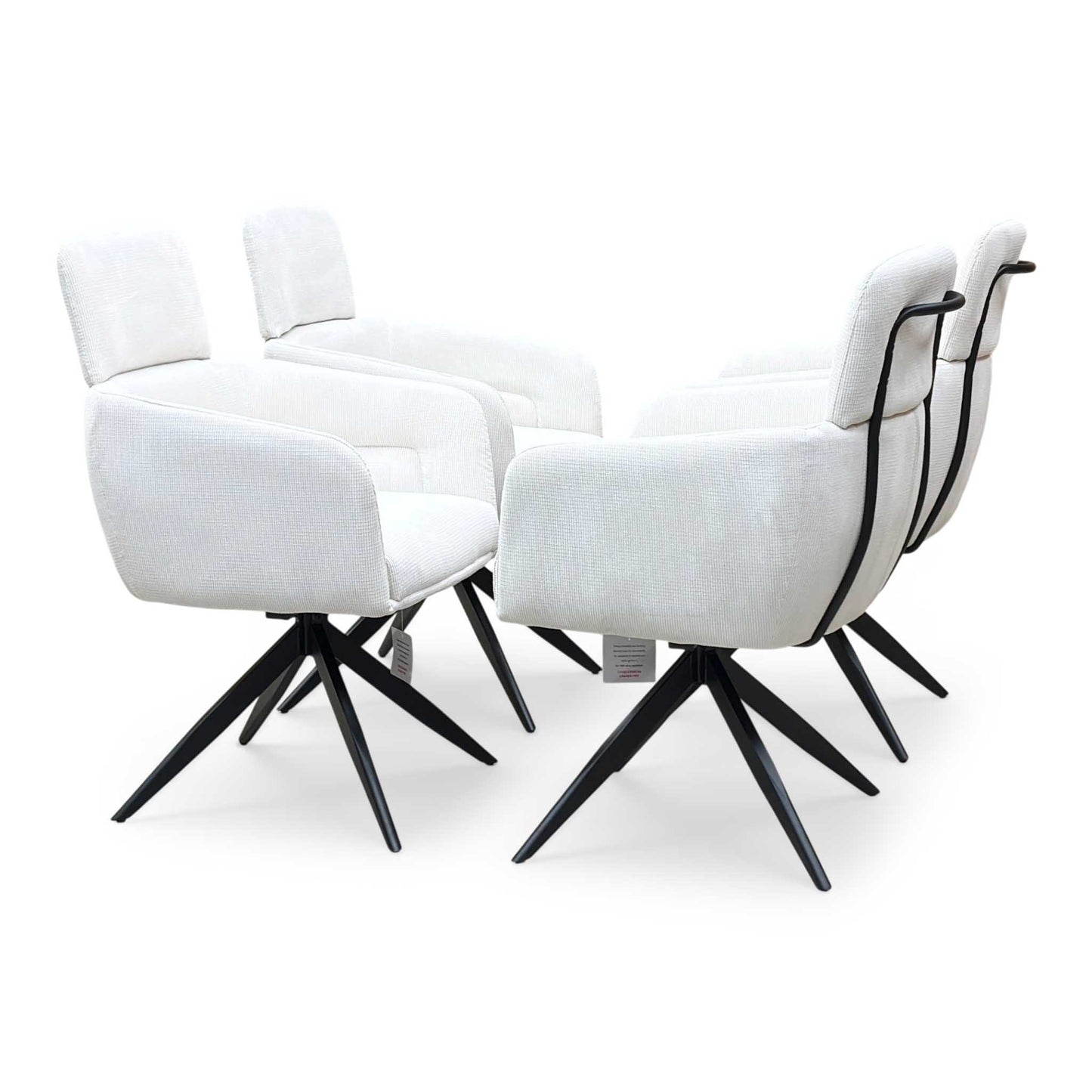 'Jason’ White Corduroy Fabric Swivel Dining Chair - Set Of 4
