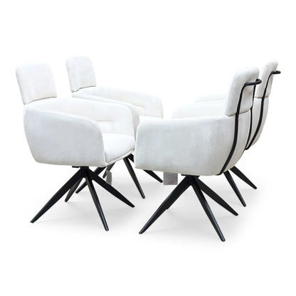 'Jason’ White Corduroy Fabric Swivel Dining Chair - Set Of 4
