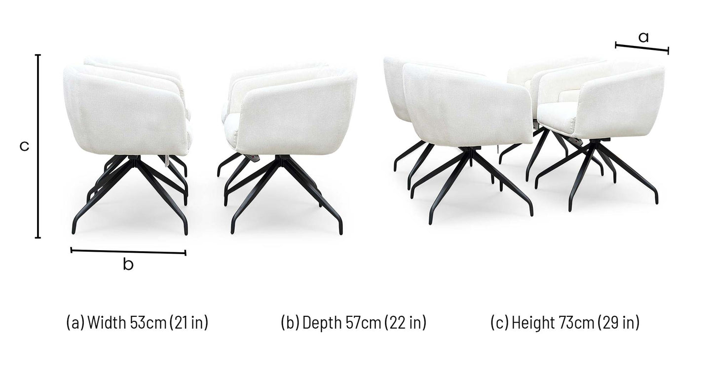 ‘Atlas’ White Corduroy Fabric Swivel Dining Chair - Set Of 4