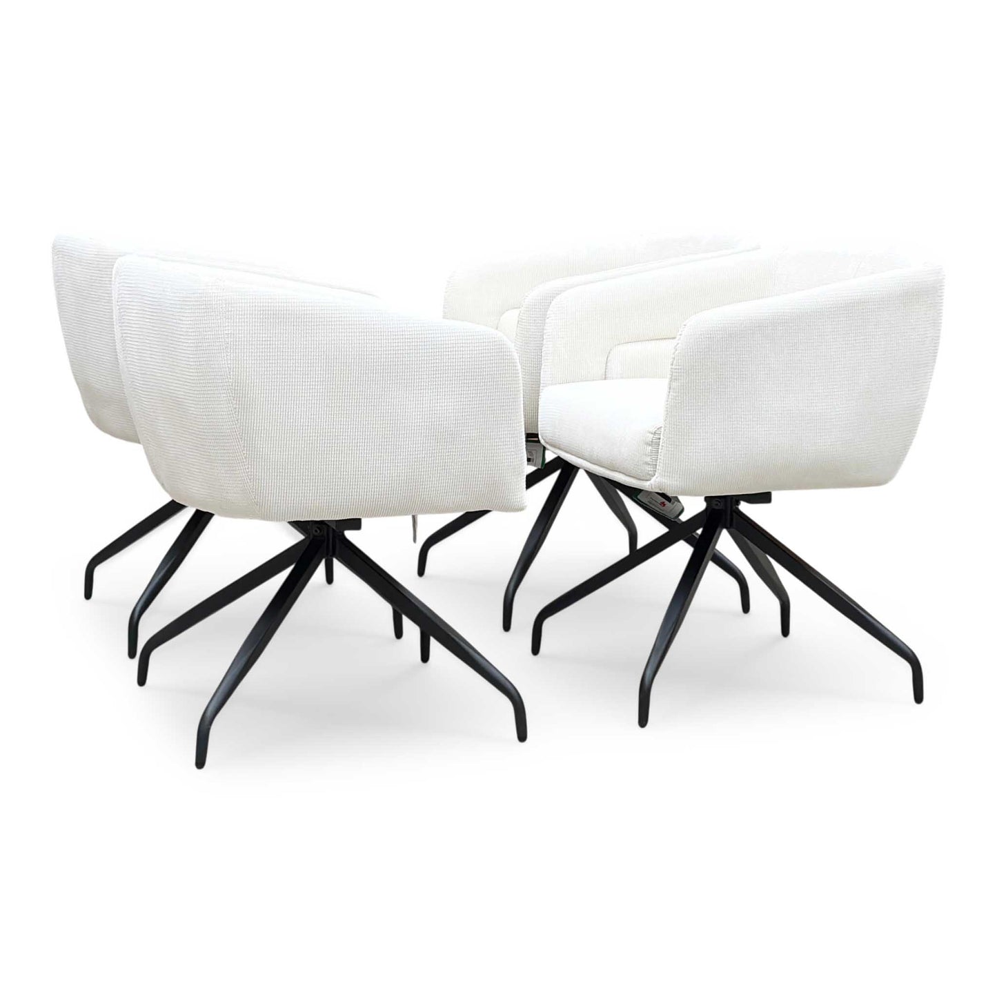 ‘Atlas’ White Corduroy Fabric Swivel Dining Chair - Set Of 4