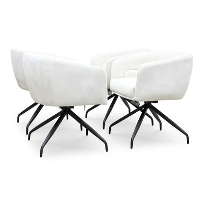 ‘Atlas’ White Corduroy Fabric Swivel Dining Chair - Set Of 4