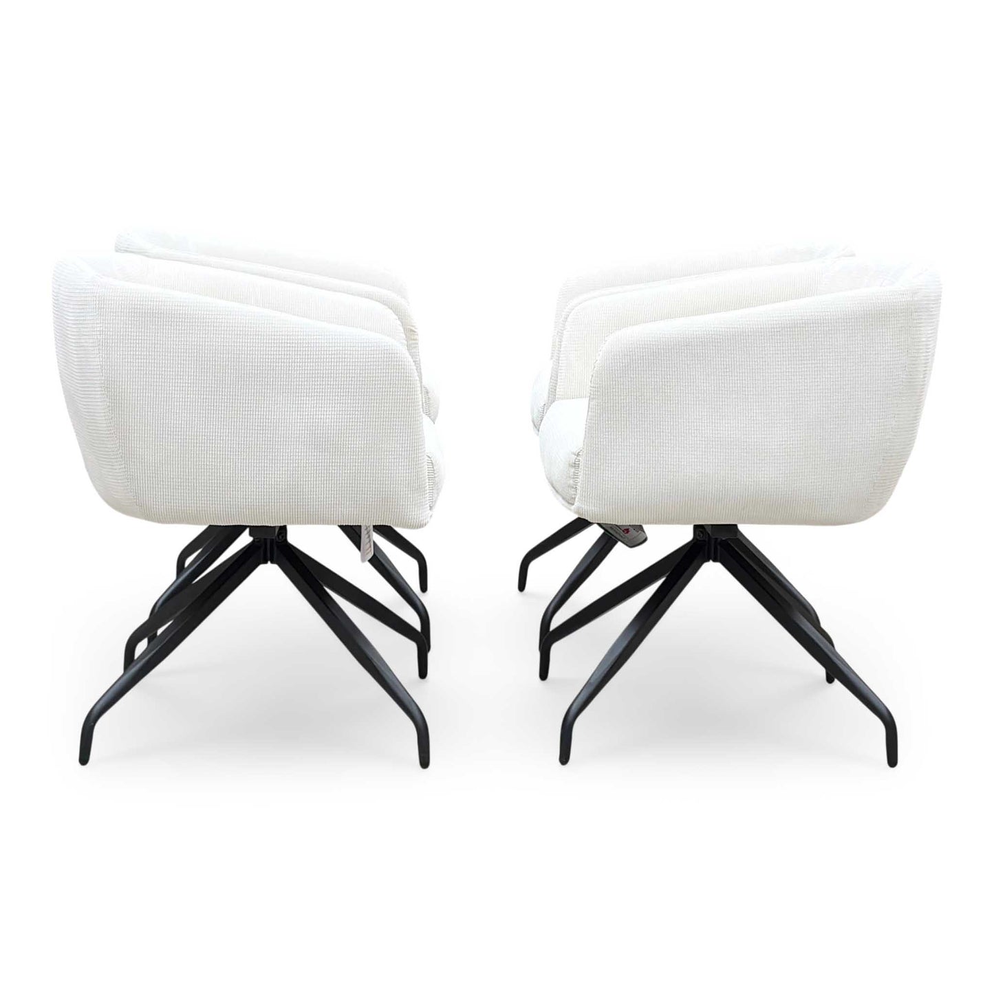 ‘Atlas’ White Corduroy Fabric Swivel Dining Chair - Set Of 4