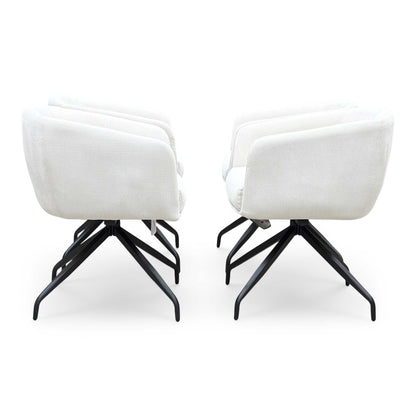 ‘Atlas’ White Corduroy Fabric Swivel Dining Chair - Set Of 4